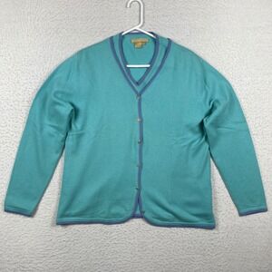 Studio 121 Sweater Womens Large Turquoise 100% Cashmere Cardigan Set